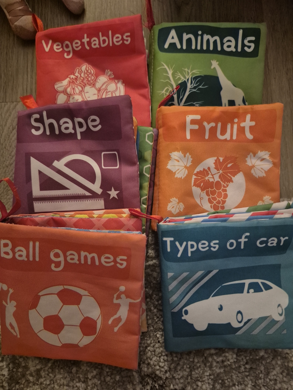 Set of 6 Colorful Educational Crinkly Seneory Baby Books